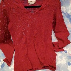 Ariat Sheer Top with design.M.  Red.